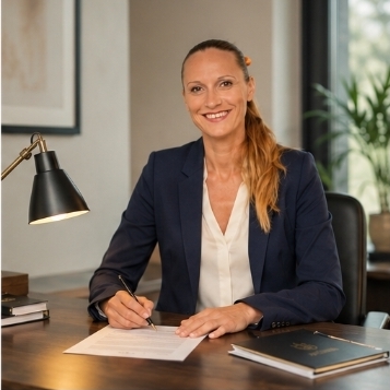 Me. Nadège Joubert, notaire, lors de la signature d'un acte